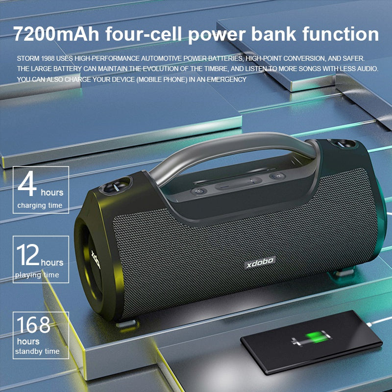 XDOBO Storm 1988 IPX6 Waterproof Portable Bluetooth 5.0 Speaker 7200mAh Power Bank 60W Great Power Subwoofer for Travel Outdoors Home Party