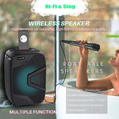 NEWRIXING NRG501B Portable Karaoke Wireless Bluetooth Speaker with Microphone High Power TF Card/AUX/USB/FM Radio Music Loudspeaker