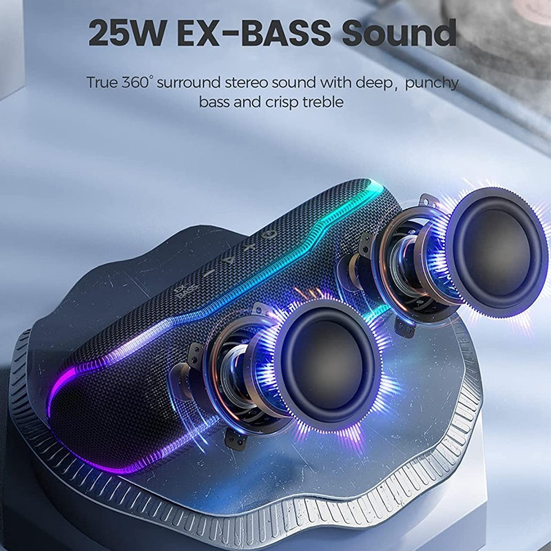 CYBORIS F10 TWS Bluetooth Speaker IPX7 Waterproof 25W Extra Bass Subwoofer with RGB Light