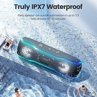 CYBORIS F10 TWS Bluetooth Speaker IPX7 Waterproof 25W Extra Bass Subwoofer with RGB Light