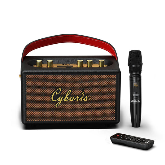 CYBORIS T9 Retro TWS Bluetooth Speaker Outdoor 80W Portable Subwoofer with Microphone and Remote Control