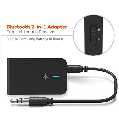 BT-6 2-in-1 Bluetooth Adapter Bluetooth 5.0 Transmitter Receiver TX/RX with 3.5mm Stereo Interface