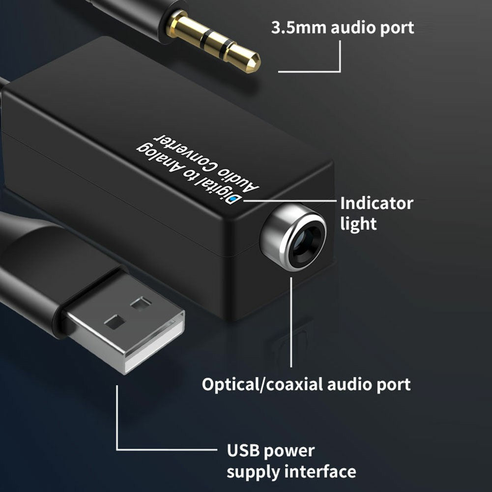 D15 Audio Converter Adapter Cable Coaxial/Optical Fiber/3.5mm/USB Interface DAC