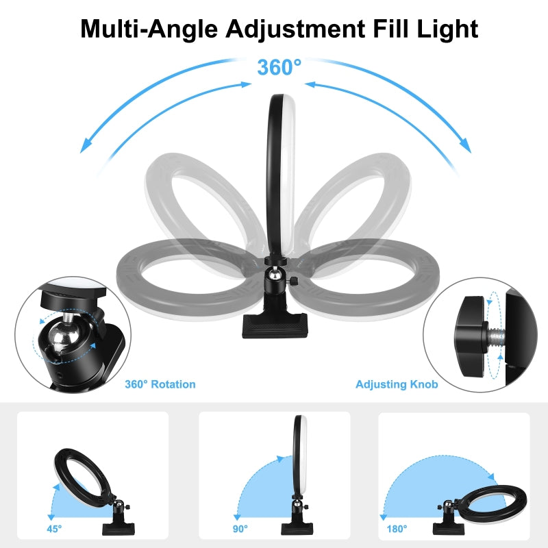 PULUZ PKT3126B LED Ring Light Kit 10.2 Inches 26cm Video Conference Lighting 3 Dimmable Color 10 Brightness Level for Camera Smartphone YouTube TikTok Self-Portrait