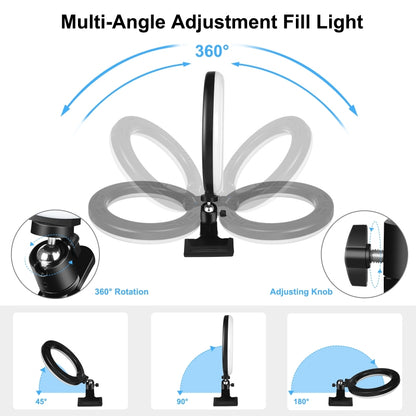 PULUZ PKT3126B LED Ring Light Kit 10.2 Inches 26cm Video Conference Lighting 3 Dimmable Color 10 Brightness Level for Camera Smartphone YouTube TikTok Self-Portrait