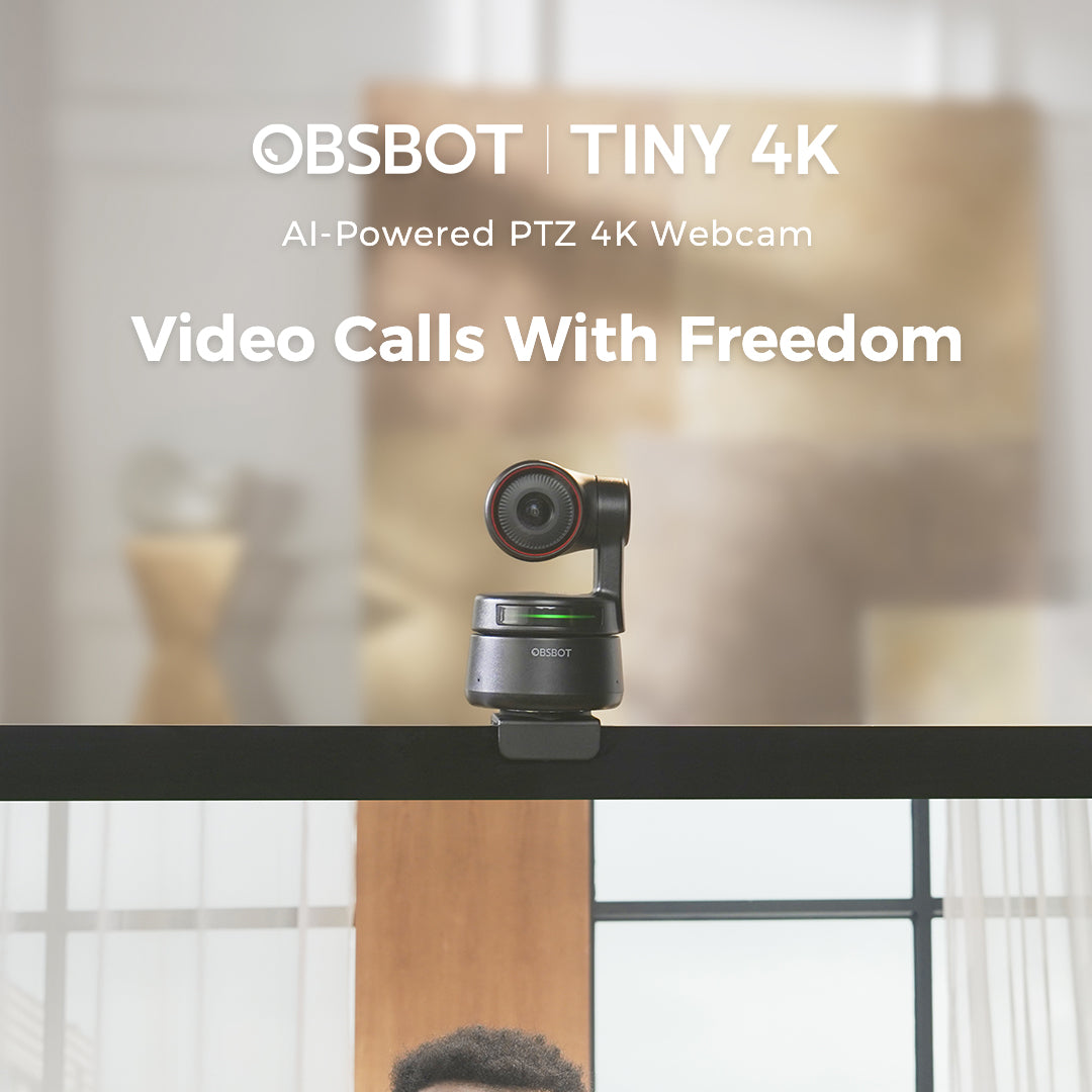 OBSBOT TINY 4K AI-Powered PTZ Webcam AI-Tracking Auto-Framing Gesture Control HDR Video Recording Live Streaming Camera