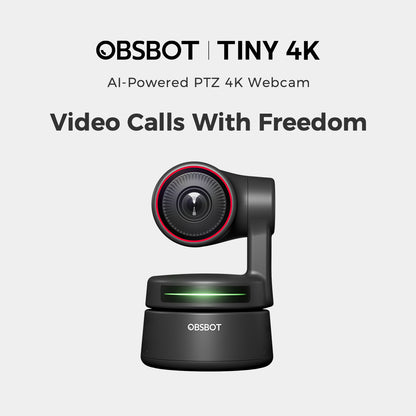 OBSBOT TINY 4K AI-Powered PTZ Webcam AI-Tracking Auto-Framing Gesture Control HDR Video Recording Live Streaming Camera