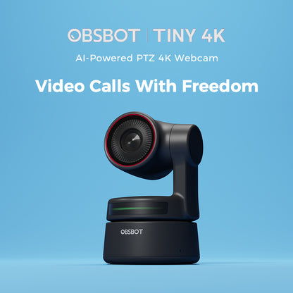 OBSBOT TINY 4K AI-Powered PTZ Webcam AI-Tracking Auto-Framing Gesture Control HDR Video Recording Live Streaming Camera