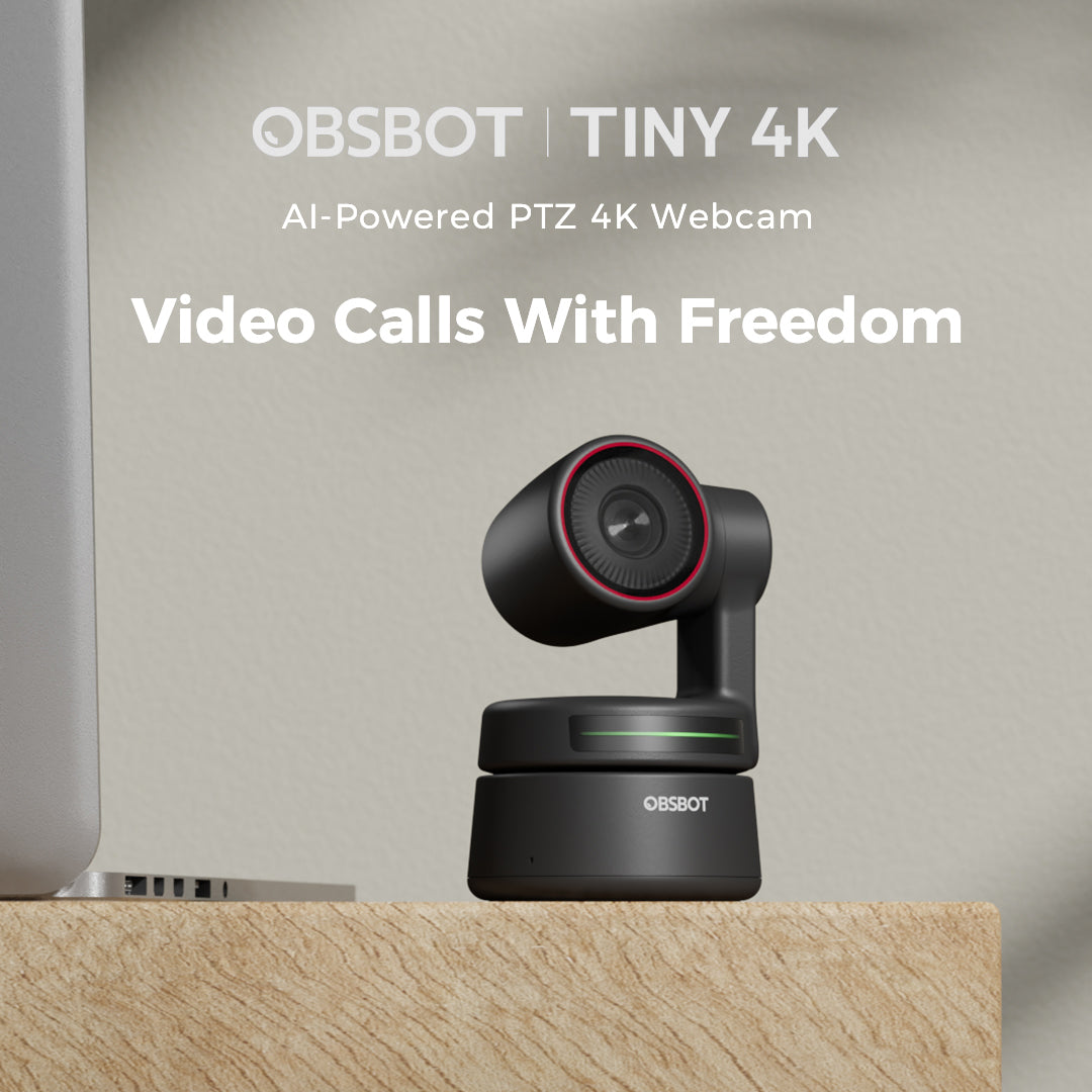 OBSBOT TINY 4K AI-Powered PTZ Webcam AI-Tracking Auto-Framing Gesture Control HDR Video Recording Live Streaming Camera