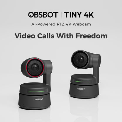 OBSBOT TINY 4K AI-Powered PTZ Webcam AI-Tracking Auto-Framing Gesture Control HDR Video Recording Live Streaming Camera