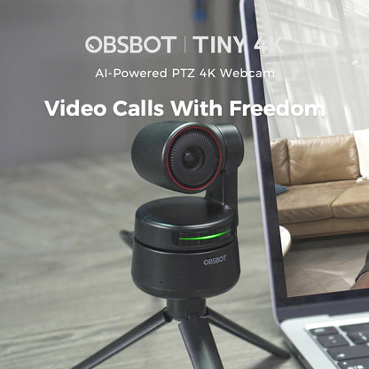 OBSBOT TINY 4K AI-Powered PTZ Webcam AI-Tracking Auto-Framing Gesture Control HDR Video Recording Live Streaming Camera