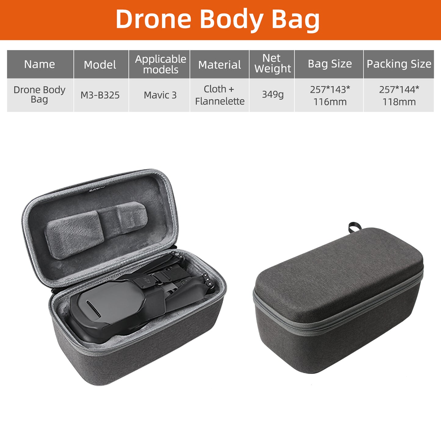 SUNNYLIFE B325 Universal Shockproof Camera Carrying Case Handbag Storage Bag for DJI Mavic 3