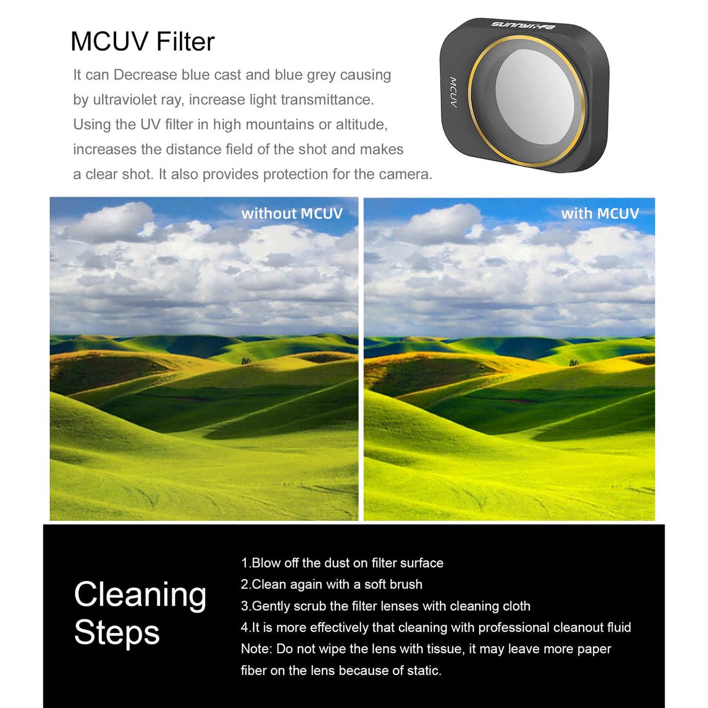 SUNNYLIFE MM3-FI419 For DJI Mini 3 Pro 6Pcs/Set MCUV+CPL+ND4+ND8+ND16+ND32 Filters HD Optical Glass Camera Lens Filters