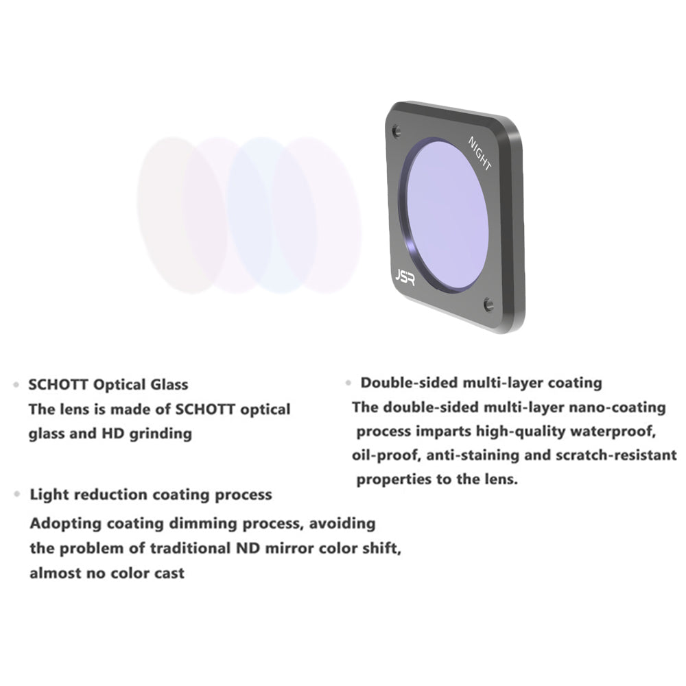 JUNESTAR JSR-1339-20 for DJI Action 2 8-in-1 Camera Lens Filter Set (Star, Night, CPL, ND8, ND16, ND32, ND64, MRC-UV)