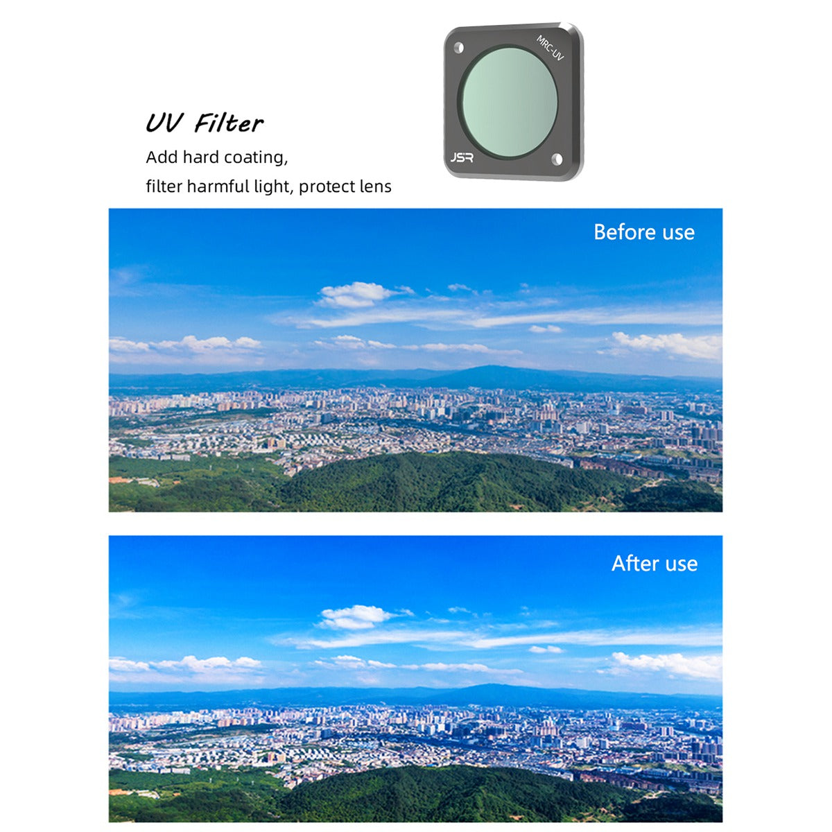 JUNESTAR JSR-1339-17 For DJI Action 2 4-Pack UV Protection CPL ND8 ND16 MRC-UV Multi-layer Coating Glass Filter