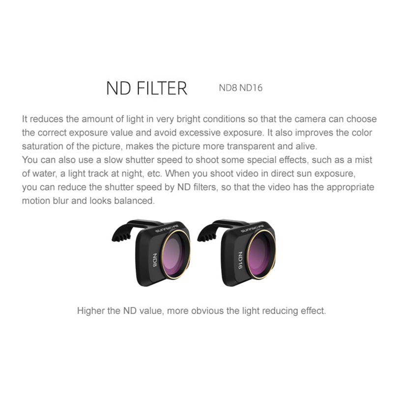 SUNNYLIFE MM-FI9254 3Pcs/Set for DJI Mini SE/Mini 2/Mavic Mini CPL+ND8+ND16 Optical Glass Filters Drone Camera Lens Filters