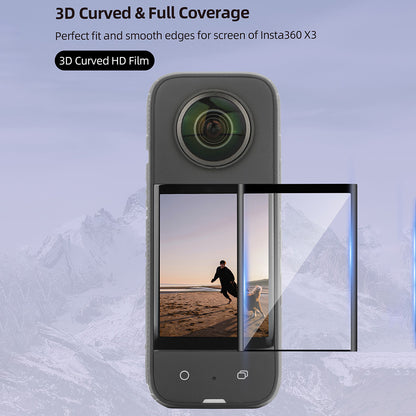 SUNNYLIFE IST-BHM499 2PCS HD Clear Camera Screen Film for Insta360 X3, Anti-explosion Curved Design Full Covering Tempered Glass Screen Protector