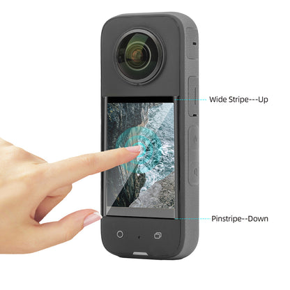 SUNNYLIFE IST-BHM499 2PCS HD Clear Camera Screen Film for Insta360 X3, Anti-explosion Curved Design Full Covering Tempered Glass Screen Protector