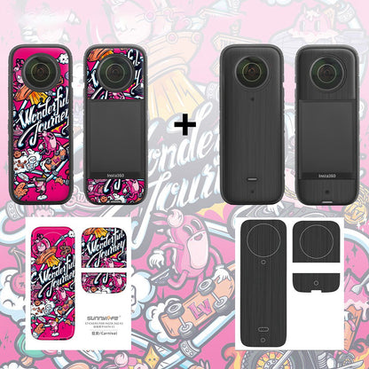 SUNNYLIFE IST-TZ485 For Insta360 X3 Adhesive Cute Pattern PVC Sticker Set Decoration Camera Accessories Kit