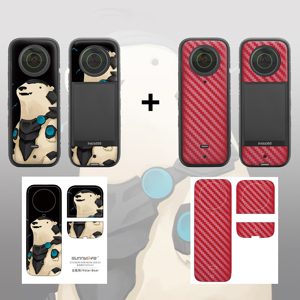 SUNNYLIFE IST-TZ485 For Insta360 X3 Adhesive Cute Pattern PVC Sticker Set Decoration Camera Accessories Kit