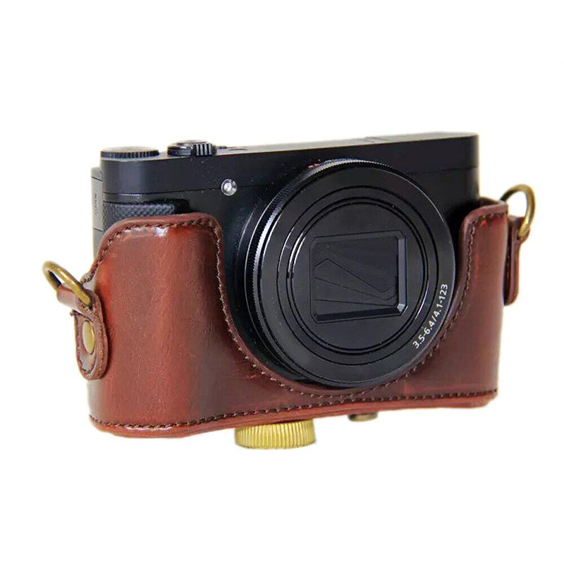 PU Leather Detachable Camera Bag Protective Case Cover with Shoulder Strap for Sony HX90/WX500