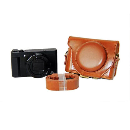 PU Leather Detachable Camera Bag Protective Case Cover with Shoulder Strap for Sony HX90/WX500