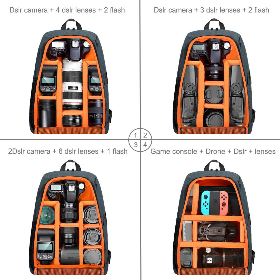 PULUZ PU5011 Portable Waterproof Scratch-proof Backpack Camera Carrying Bag