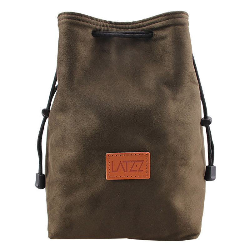 LATZZ Vintage Faux Suede Camera Drawstring Bag Travel DSLR Camera Bag Soft Lens Daypack, Size M