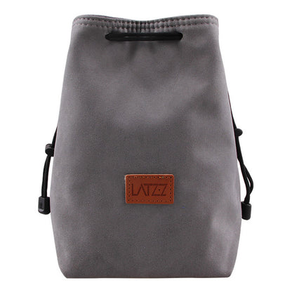 LATZZ Vintage Faux Suede Camera Drawstring Bag Travel DSLR Camera Bag Soft Lens Daypack, Size M