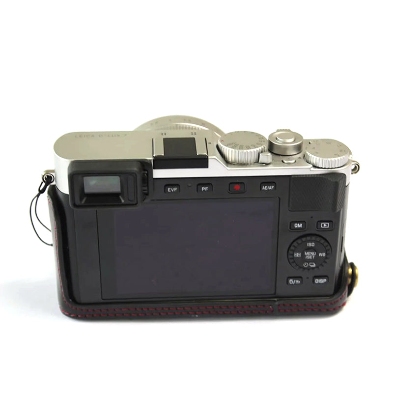 PU Leather Digital Camera Bag for Leica D-LUX 7 Battery Opening Design Protective Cover with Lens Pouch and Shoulder Strap