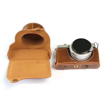 PU Leather Digital Camera Bag for Leica D-LUX 7 Battery Opening Design Protective Cover with Lens Pouch and Shoulder Strap