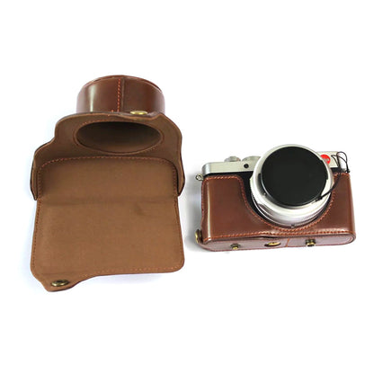 PU Leather Digital Camera Bag for Leica D-LUX 7 Battery Opening Design Protective Cover with Lens Pouch and Shoulder Strap