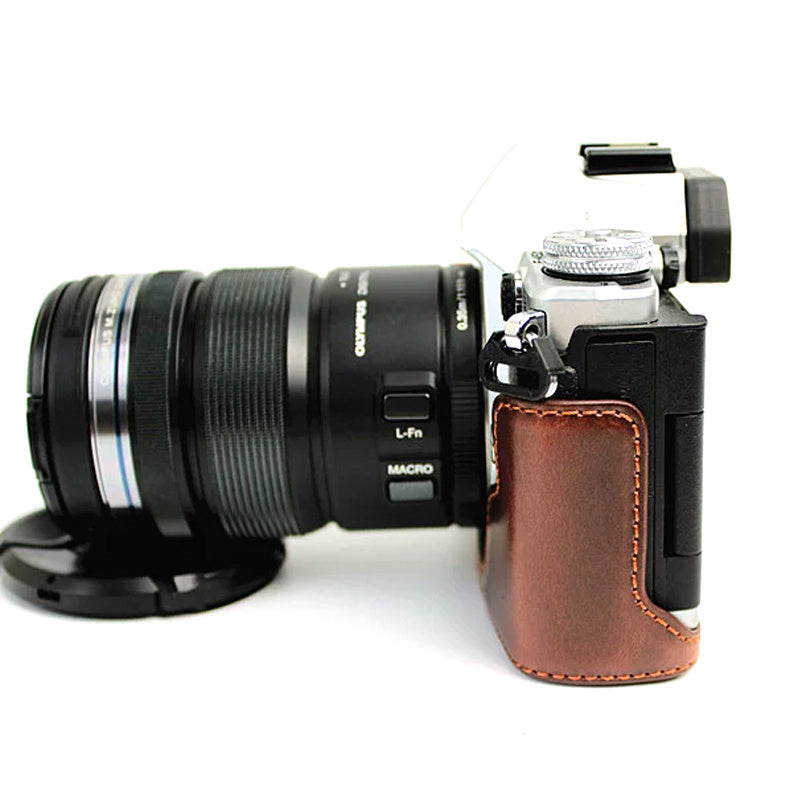 Bottom Case for Olympus E-M5 II/E-M5 Mark II PU Leather Digital Camera Protective Half Body Cover with Battery Opening