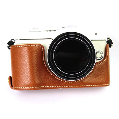 For Olympus E-PL7/PL8/PL9 Genuine Leather Camera Case Half Body Protective Cover with Bottom Opening