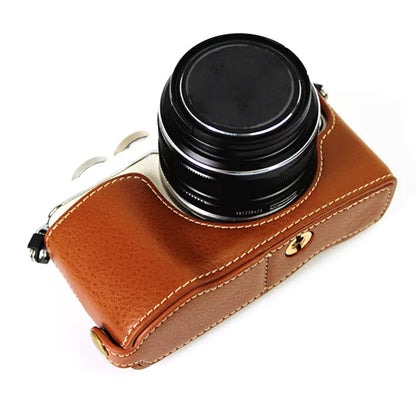 For Olympus E-PL7/PL8/PL9 Genuine Leather Camera Case Half Body Protective Cover with Bottom Opening