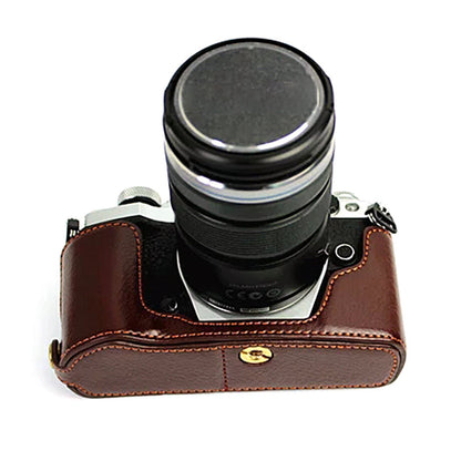 For Olympus E-M5 II/E-M5 Mark II Genuine Leather Half Body Case Battery Opening Protective Cover