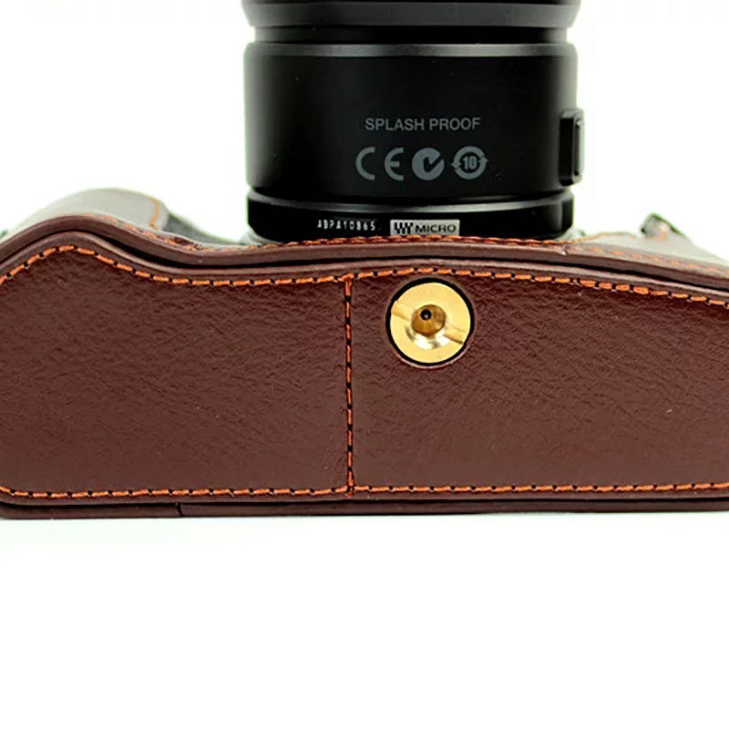 For Olympus E-M5 II/E-M5 Mark II Genuine Leather Half Body Case Battery Opening Protective Cover