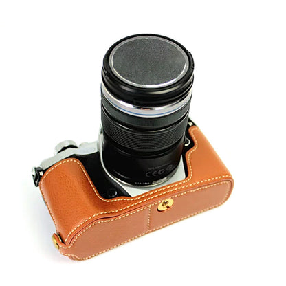 For Olympus E-M5 II/E-M5 Mark II Genuine Leather Half Body Case Battery Opening Protective Cover