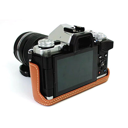 For Olympus E-M5 II/E-M5 Mark II Genuine Leather Half Body Case Battery Opening Protective Cover