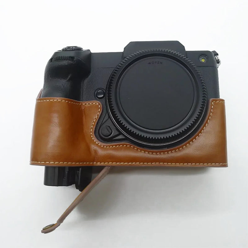 For Fujifilm GFX100S / 50S II PU Leather Camera Case Battery Opening Design Half Body Protective Cover