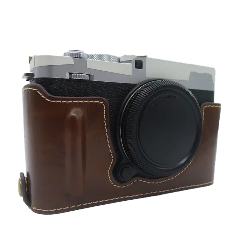 For Fujifilm X-E4 PU Leather Camera Bottom Case Battery Opening Design Protective Half Body Cover