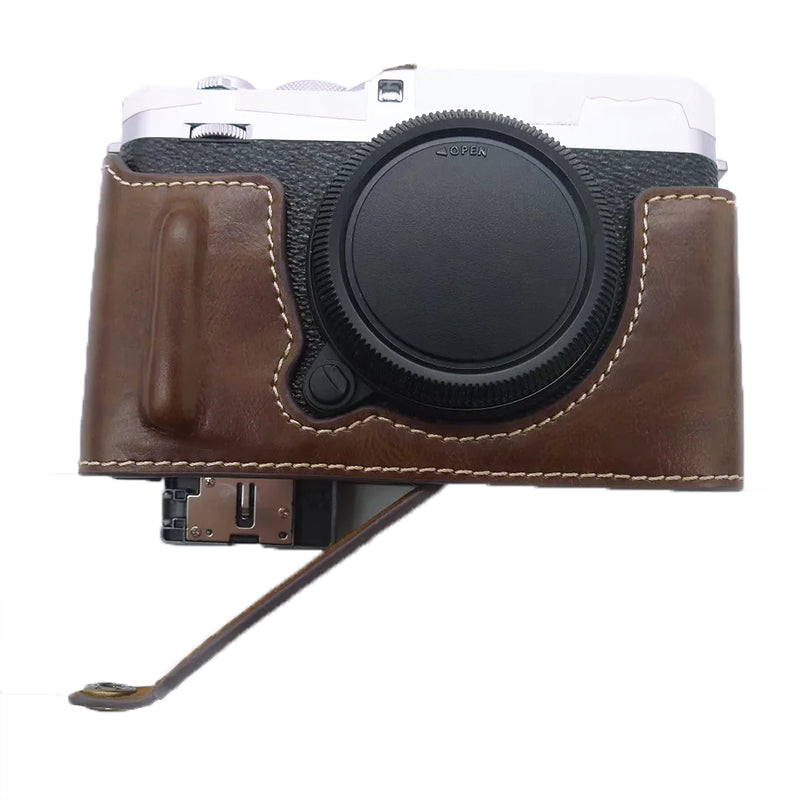 For Fujifilm X-E4 PU Leather Camera Bottom Case Battery Opening Design Protective Half Body Cover