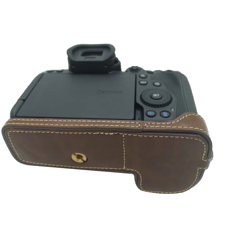 For Canon EOS R5 / R6 PU Leather Camera Bottom Case Battery Opening Design Protective Half Body Cover