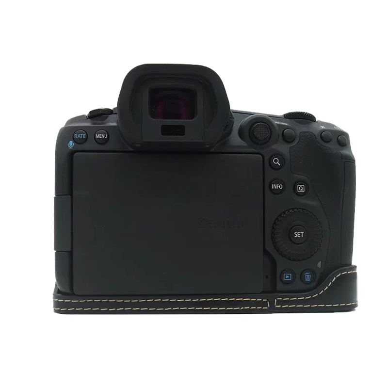 For Canon EOS R5 / R6 PU Leather Camera Bottom Case Battery Opening Design Protective Half Body Cover