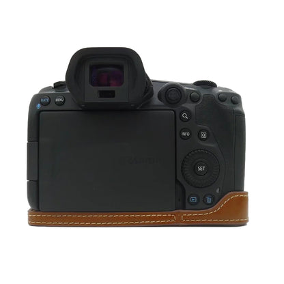 For Canon EOS R5 / R6 PU Leather Camera Bottom Case Battery Opening Design Protective Half Body Cover