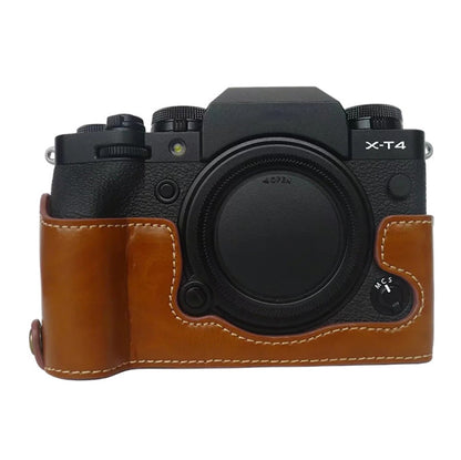 For Fujifilm X-T4 Digital Camera PU Leather Protective Bottom Case Anti-scratch Half Body Cover with Battery Opening