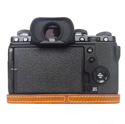 For Fujifilm X-T4 Digital Camera PU Leather Protective Bottom Case Anti-scratch Half Body Cover with Battery Opening