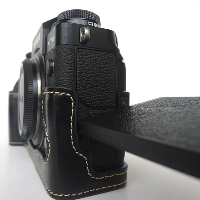 For Fujifilm X-T4 Digital Camera PU Leather Protective Bottom Case Anti-scratch Half Body Cover with Battery Opening