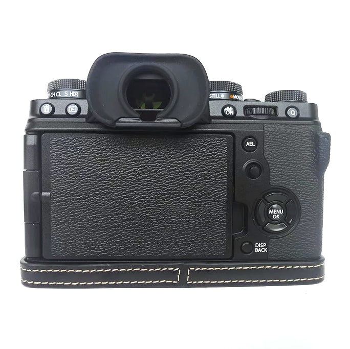 For Fujifilm X-T4 Digital Camera PU Leather Protective Bottom Case Anti-scratch Half Body Cover with Battery Opening