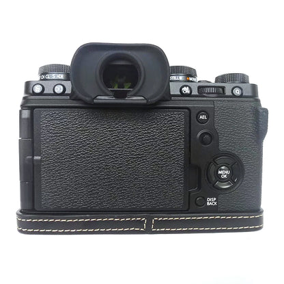 For Fujifilm X-T4 Digital Camera PU Leather Protective Bottom Case Anti-scratch Half Body Cover with Battery Opening